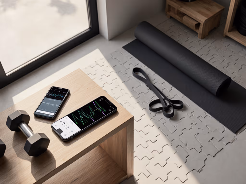 home_gym_vibration_testing_setup_with_smartphone_accelerometer